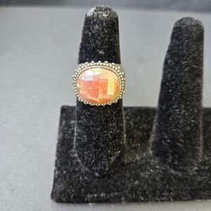 Pink Iridescent - Mother of Pearl - Silver Ring